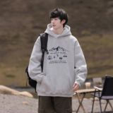 潮流山峰字母排版连帽卫衣A425-Q4051-P65控78面料65%棉35%聚酯，男装卫衣，电商A425