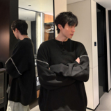 潮流手缝线圆领半门襟毛衣A425-M26650-P98控118面料聚酯，男装针织衫/毛衣，电商A425