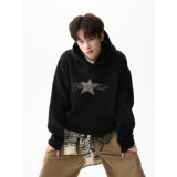 潮流星星字母排版连帽卫衣A425-Q4269-P65控78面料65%%棉35%聚酯，男装卫衣，电商A425