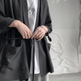 黑色短袖衬衫男装七分袖高级感中国风汉服外套新中式道袍，男装衬衫，电商A425