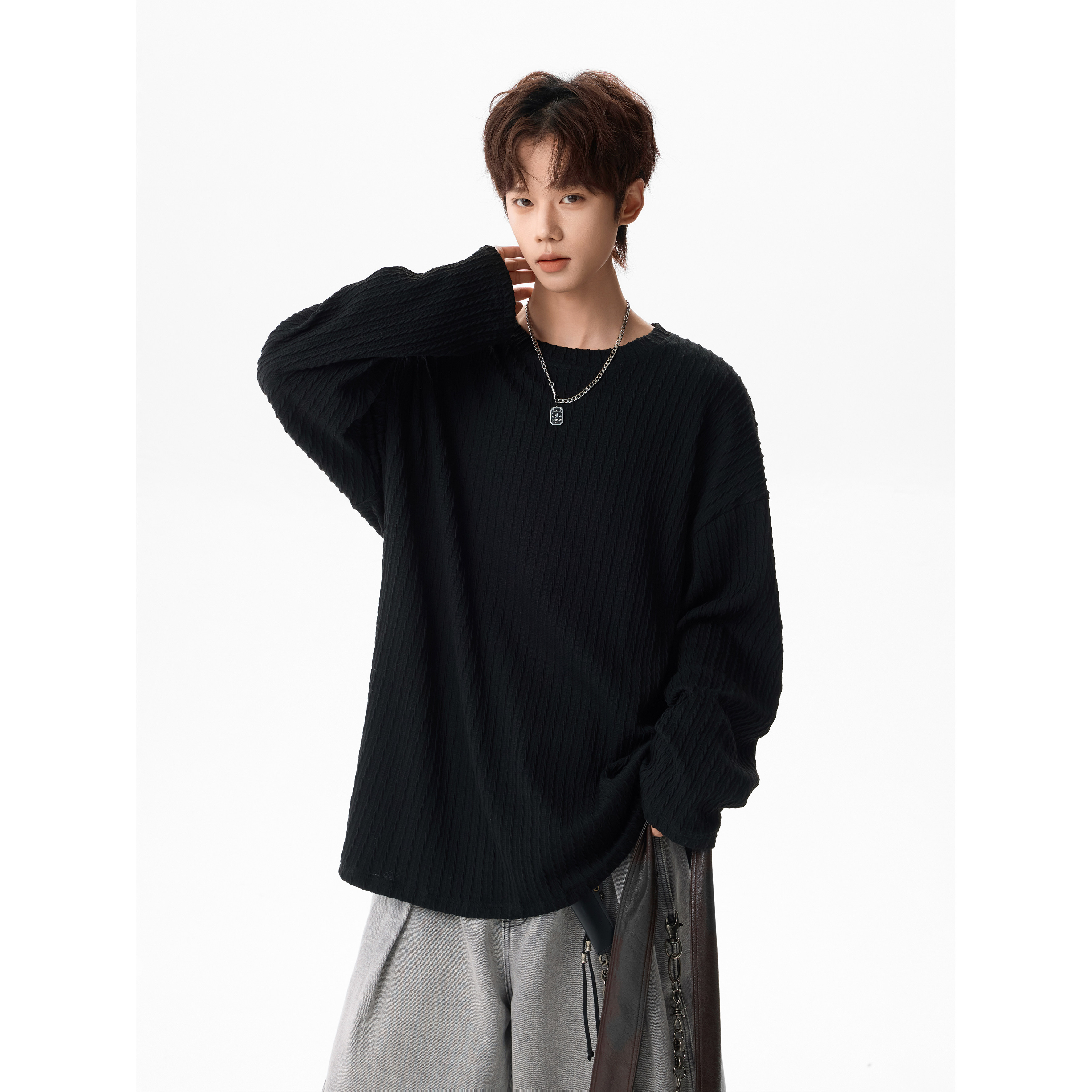 休闲简约上衣T恤宽松男士A425-T006-控58面料97%涤纶3%氨纶，男装T恤，电商A425