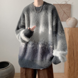 潮流慵懒感仿貂毛圆领毛衣A425-M26612-P78控98面料聚酯，男装针织衫/毛衣，电商A425