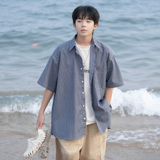 夏日青春休闲条纹衬衫A425-C2701-P48控59面料聚酯，男装衬衫，电商A425