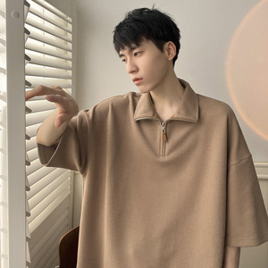 翻领T恤华夫格POLO衫拉链短袖 A425-T1413-P45控58，男装T恤，电商A425