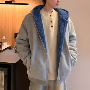 潮流撞色羊羔毛毛内连帽外套A425-Y530-p80图片