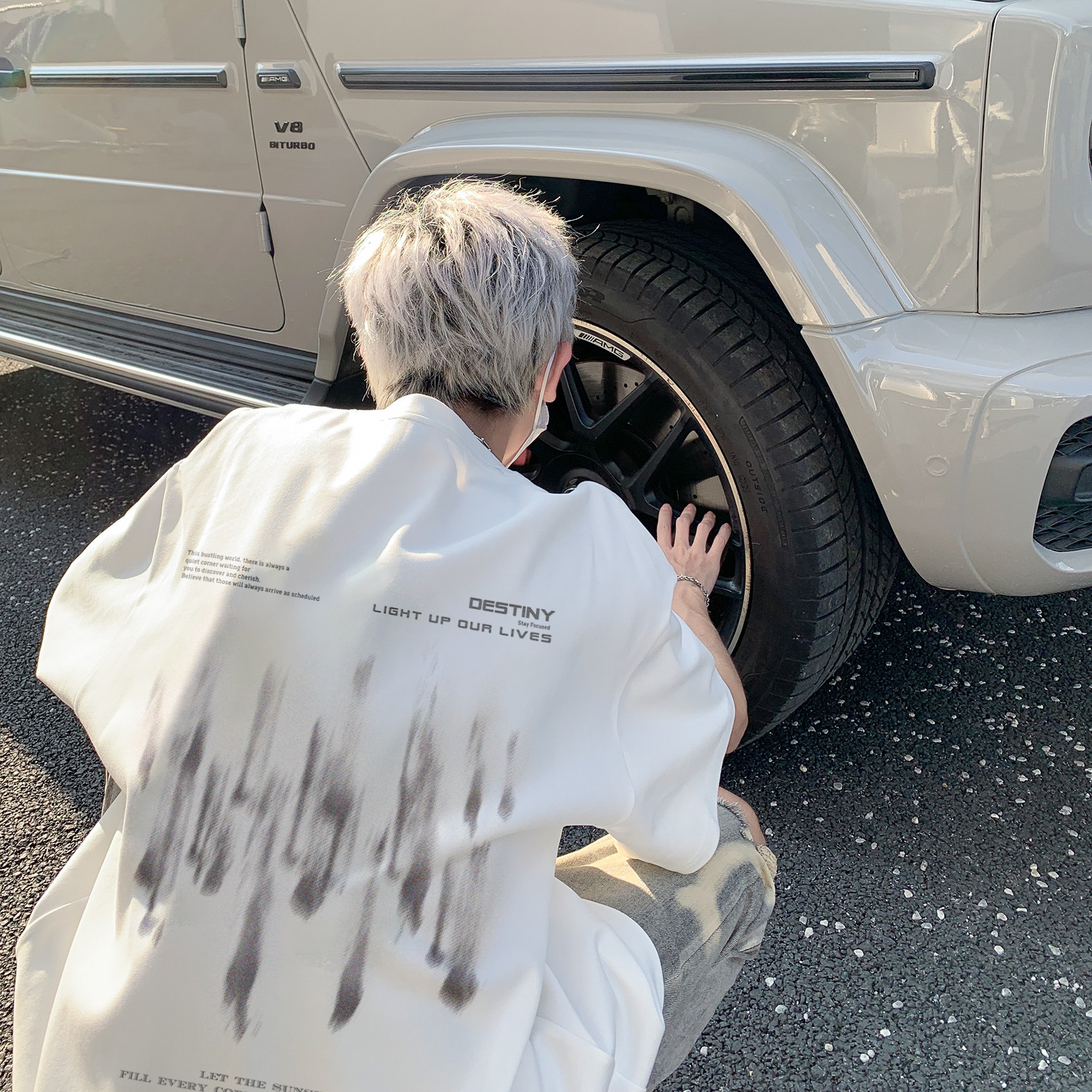 潮流模糊流星字母排版短袖T恤A425-T3864-p38控48面料棉图片