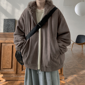 百搭麂皮绒棉服连帽外套毛领A425-W9121-P120控168面料92%聚酯8%图片
