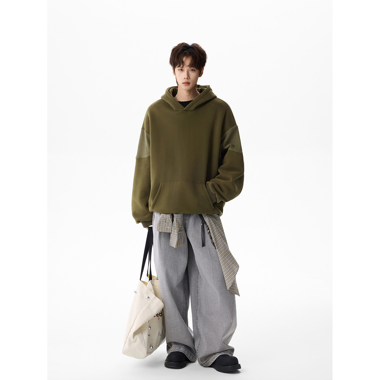潮流百搭拼接连帽卫衣A425-Y3015-P88控108面料50%棉50%聚酯,男装卫衣,电商A425