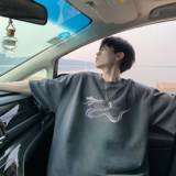 重磅纯棉小领口短袖T恤男夏季潮牌蛇纹印花宽松大码痞帅半袖体恤，商品下架区，电商A425