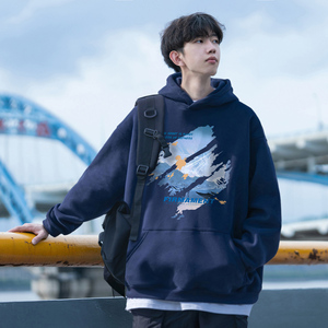 潮流蓝色风景分裂图连帽卫衣A425-Q3684-P65控78面料65%棉35%聚酯图片