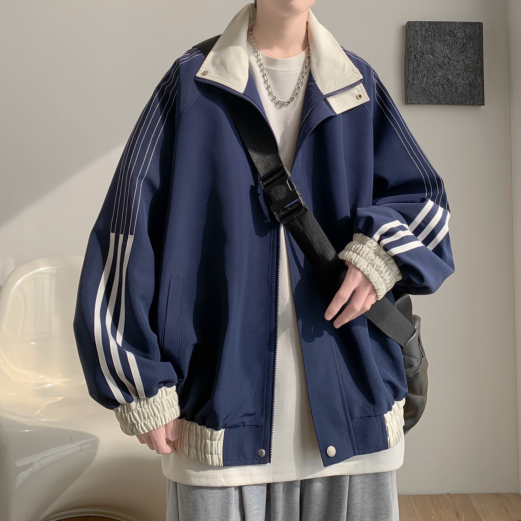 青春百搭撞色夹克A425-W6200-P88控118面料聚酯,男装夹克,电商A425