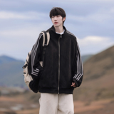 潮流三条杠麂皮绒夹克外套A425-W6303-P98控128面料65%棉35%聚酯，男装夹克，电商A425