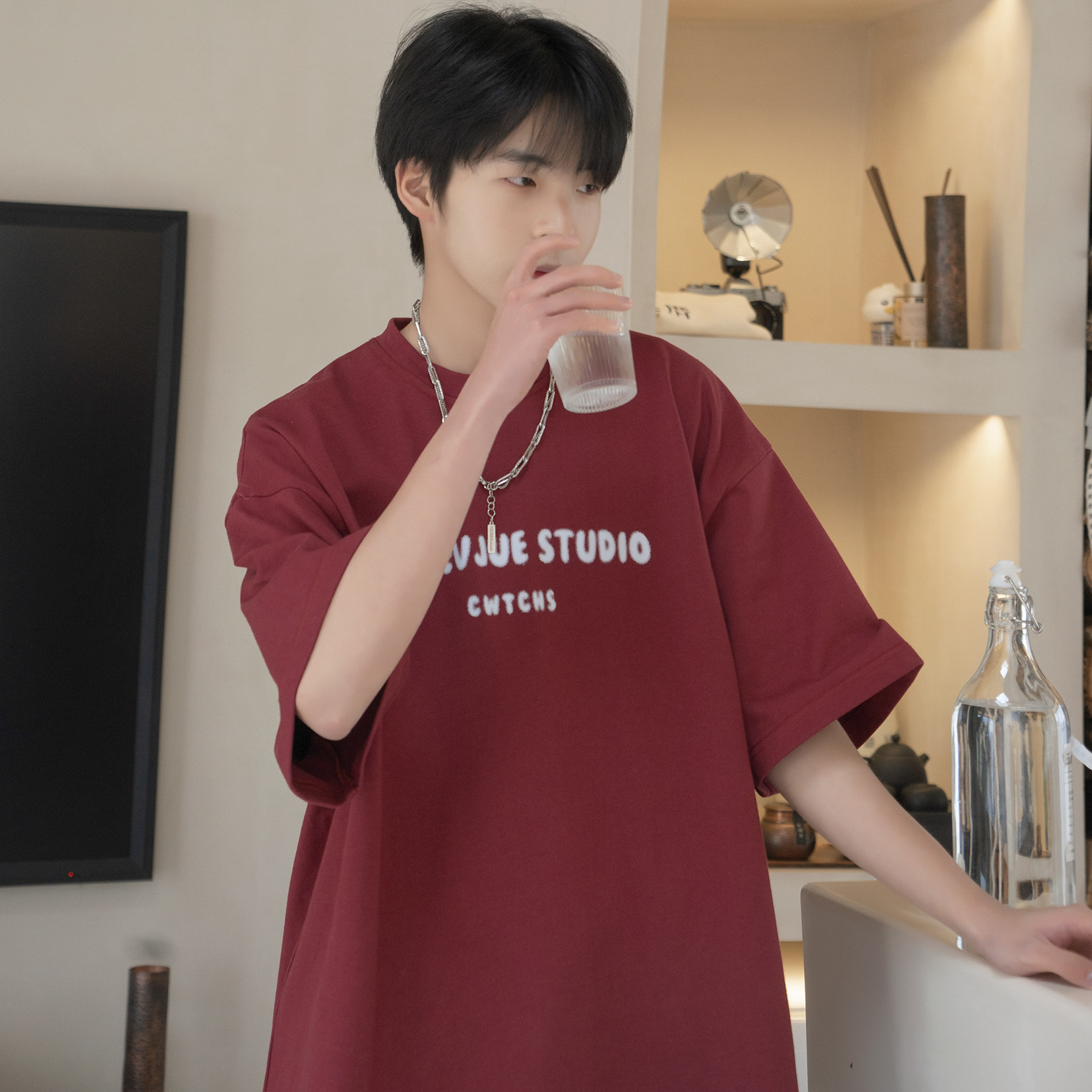 青春流行少年感圆领短袖T恤A425-T5069-P38控49面料棉,男装T恤,电商A425