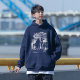 潮流模糊背影图案连帽卫衣A425-Q3567-P65控78面料65%棉35%聚酯，男装卫衣，电商A425