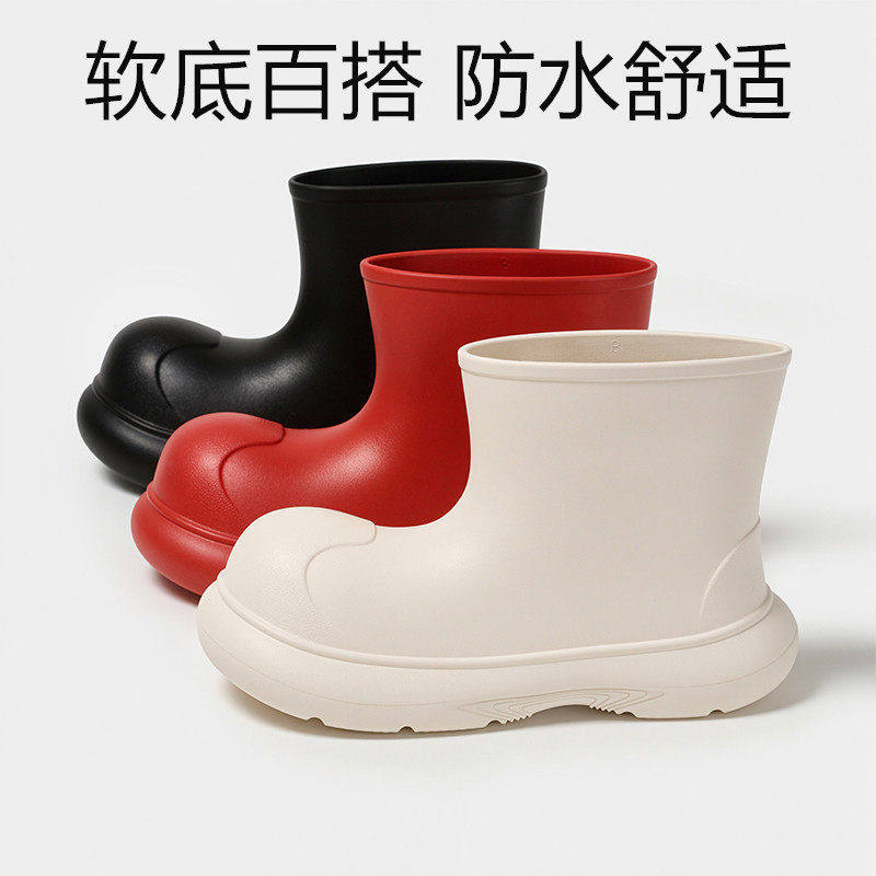 EVA防水靴子拖鞋女冬季2026新款外穿大红防滑加厚雨靴雪地靴中筒
