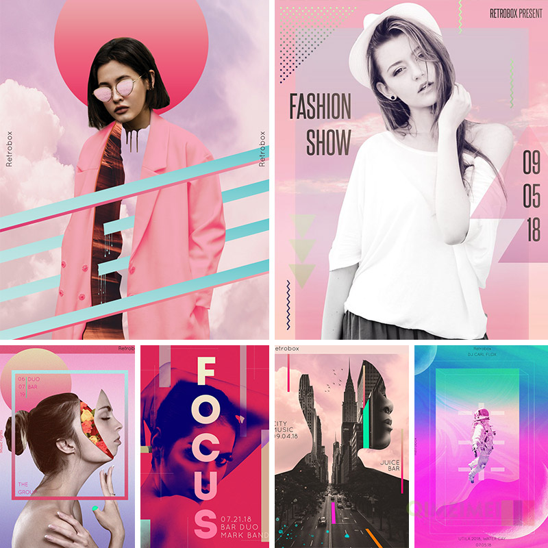 渐变时尚抽象人物雕像艺术画册封面海报PSD分层设计素材模板61502