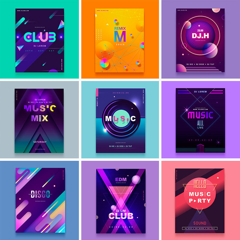 时尚创意彩色渐变流行音乐画册宣传册封面海报PSD设计元素材90516