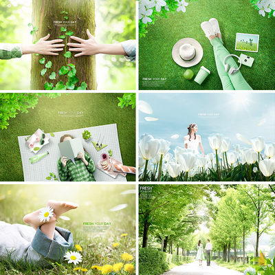 清新绿色植物亲近大自然旅行度假郊游背景海报PSD设计素材101709