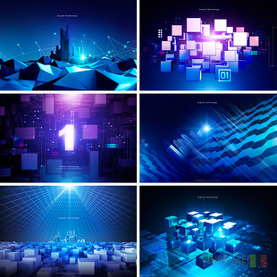 现代高科技感数字化线条三维立体空间海报背景psd设计素材921409