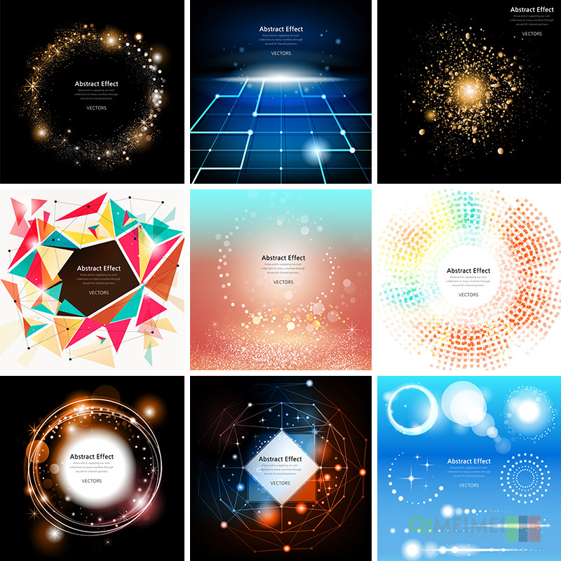 时尚金色粒子光效几何图形抽象线条海报背景ai矢量设计素材940404