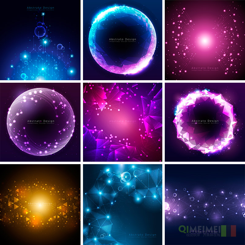 科技电子信息大数据不规则粒子光效海报背景ai矢量设计素材970801