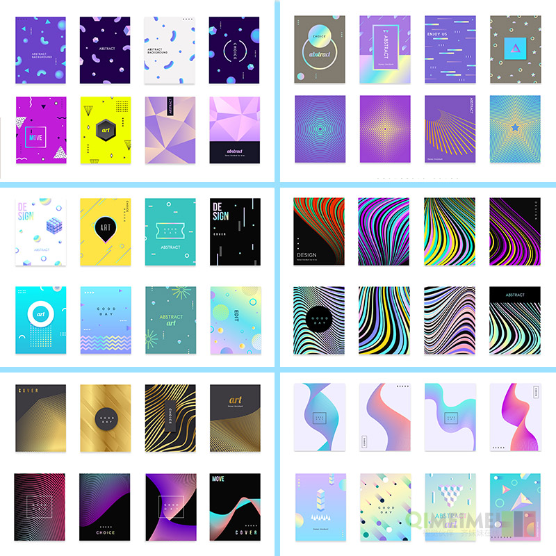 时尚彩色渐变几何图形画册宣传册封面海报AI矢量设计元素材111606