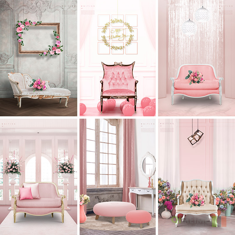 时尚粉色家居装饰沙发摄影拍摄海报背景psd设计素材源文件930507