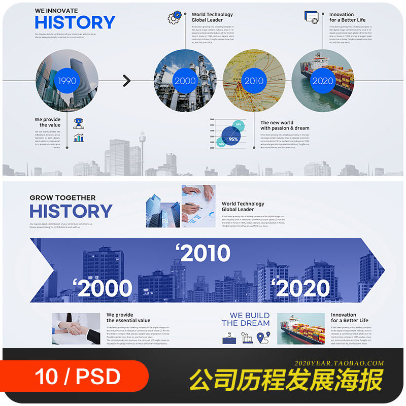 创意公司企业发展历程里程碑宣传海报psd分层设计素材模板2232502