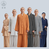 薄款 透气棉麻七分袖 长袖 慈缘僧服短褂夏季 僧侣可机洗和尚僧衣套装