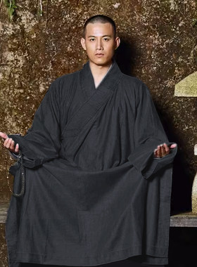 慈缘夏季薄款僧服棉麻打坐禅修服加宽单层僧服禅堂大褂禅袍969