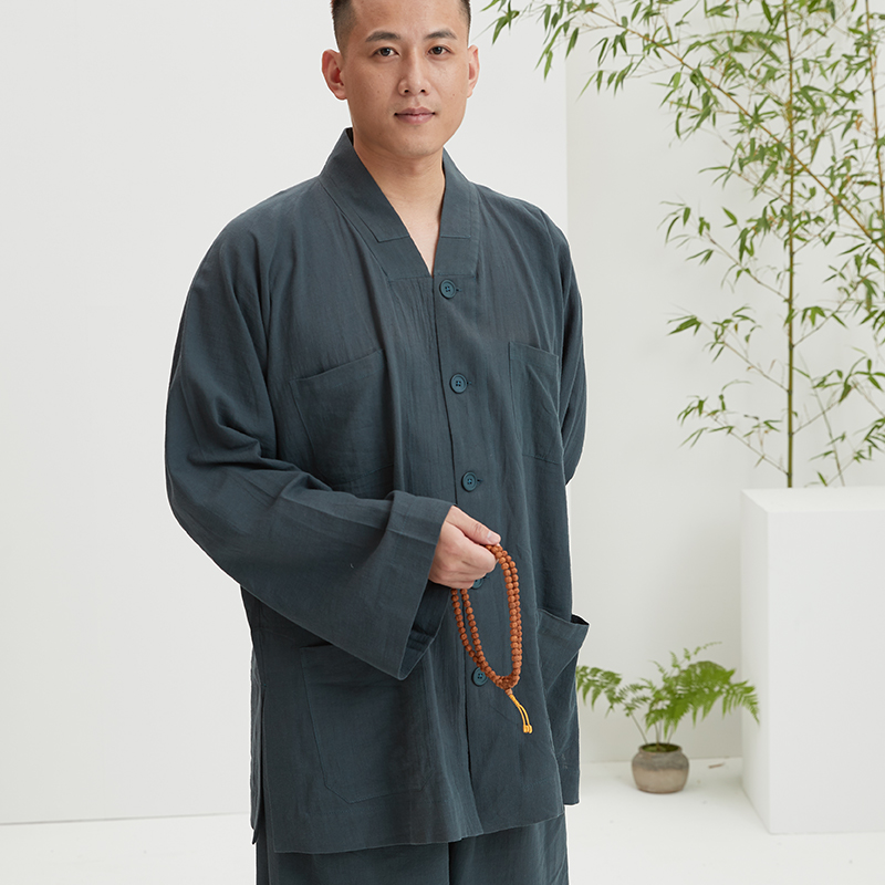 禅修服春夏季薄款亚麻棉清凉短褂