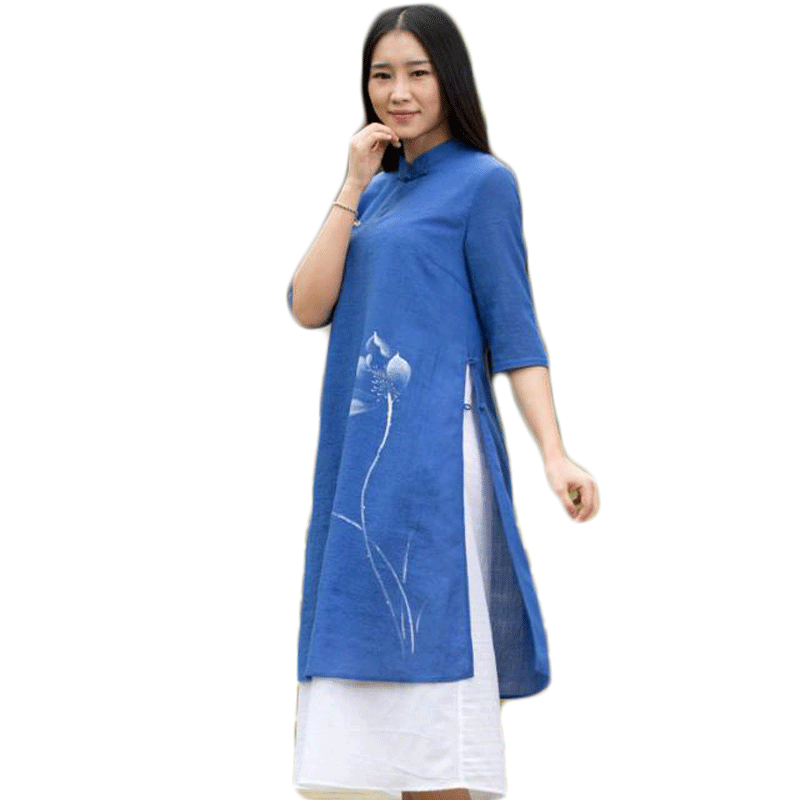 慈缘原创手绘莲花中式风复古盘扣