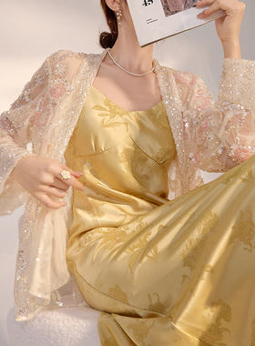 2025夏季新款国风时尚亮片提花镂空薄款高级感外套上衣女 M5026