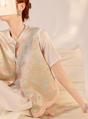 国风2025新款高端刺绣提花背心新中式盘扣流苏轻奢百搭马甲