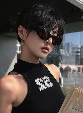 植伍2026新款小框椭圆太阳镜韩版