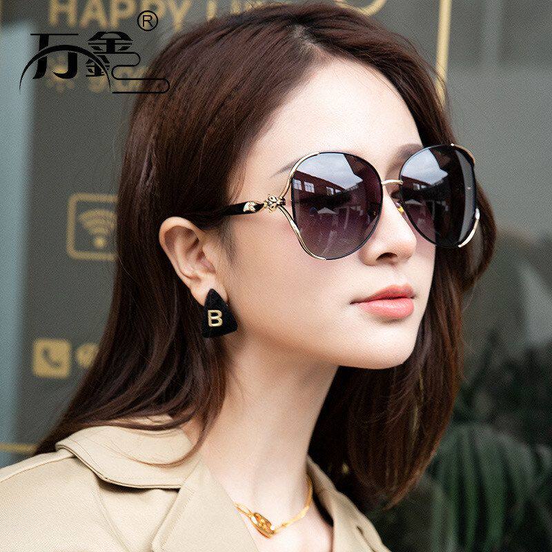 新款偏光太阳镜女士欧美大框狐狸头墨镜女高级感金属镶钻太阳眼镜