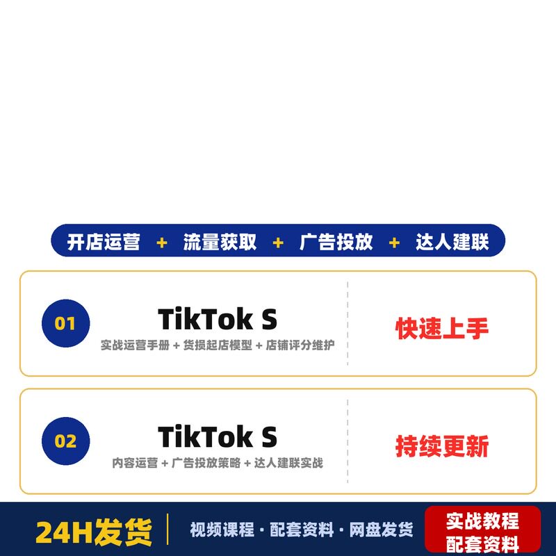 2026TikTokShop运营课开店流量获取广告投放达人建联解锁海外电商