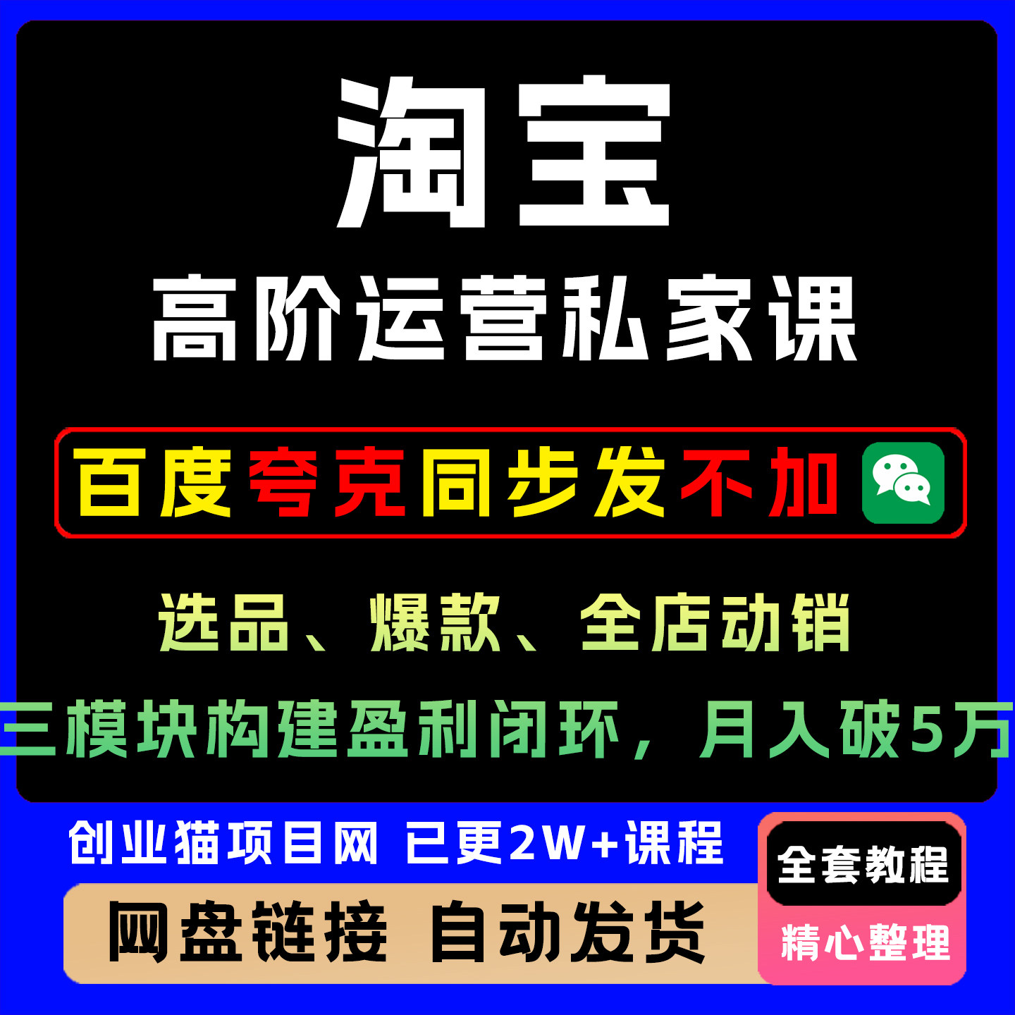 淘宝高阶运营课程：选品、爆款、全店动销，三模块构建盈利闭环