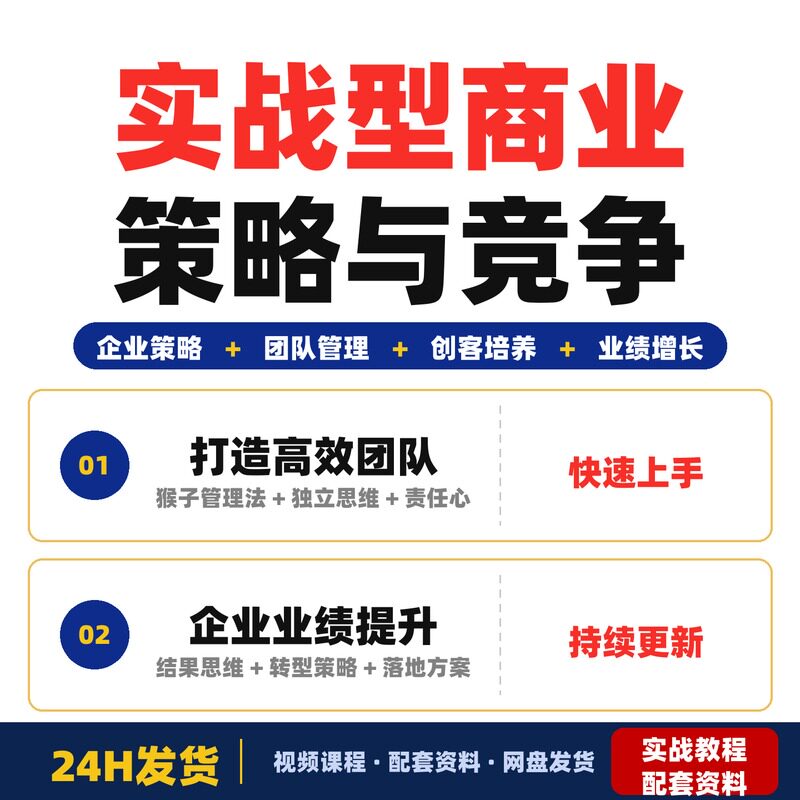 实战型商业策略与竞争技巧课程新手零基础学员快速提升企业完整版