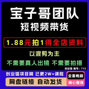 宝子哥头部团队短视频带货以混剪为主不需要真人出镜不需要拍摄
