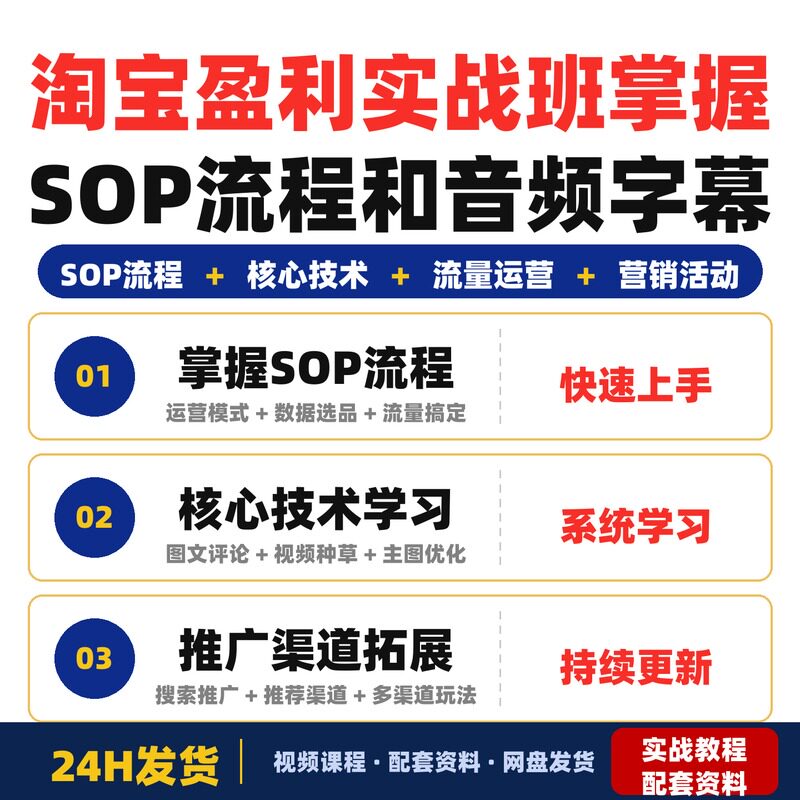 淘宝盈利实战班杭州线下课12月26-28日音频字幕掌握SOP流程和12