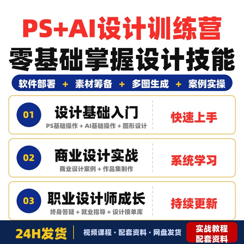 PS+AI设计训练营零基础学习PS和AI两个月掌握设计技能产出完整版