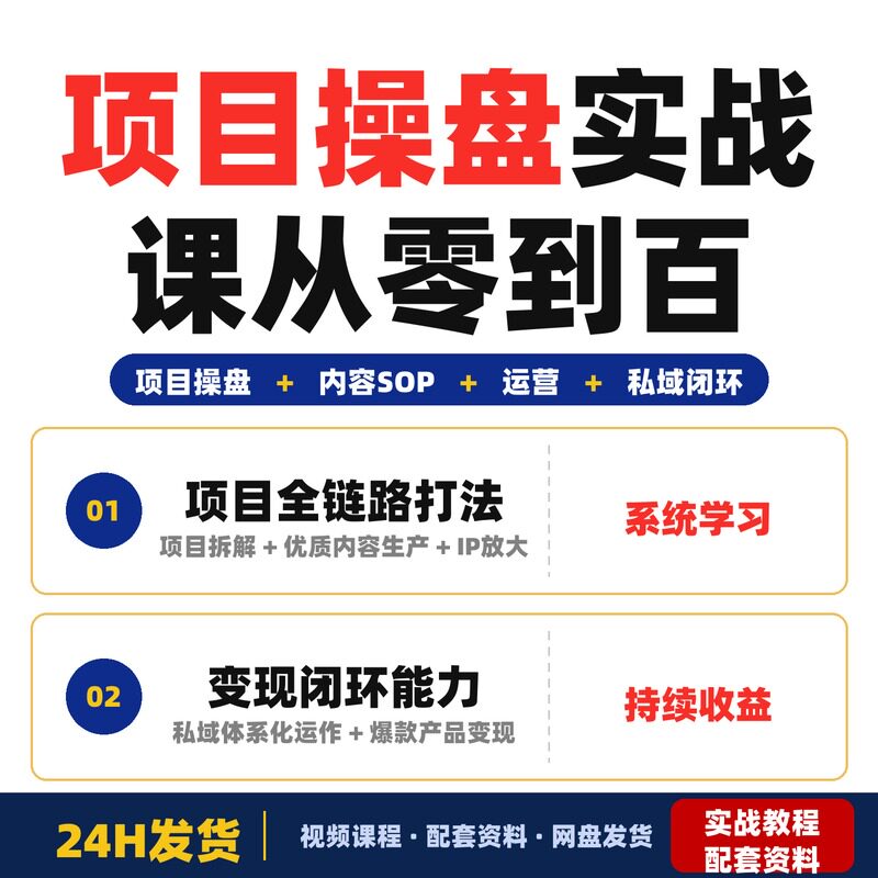项目操盘实战课从零到百打造运营和变现闭环能力全套教程实战案例