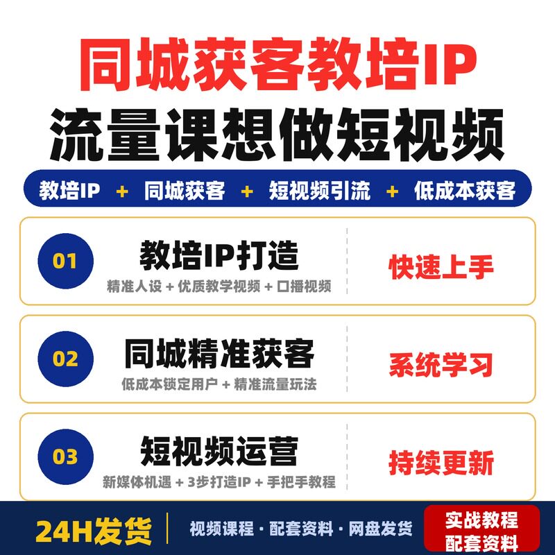 同城获客教培IP流量课想做短视频的教培老师必听课程实现全套教程