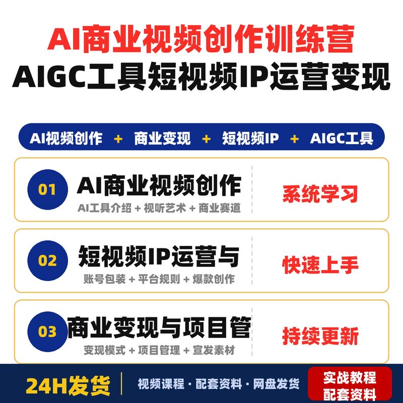 AI商业视频创作训练营掌握AIGC工具短视频IP运营与商业变现完整版