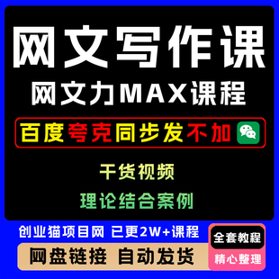 2025年网文力Max 网文写作特训营开课理论结合案例零基础上手