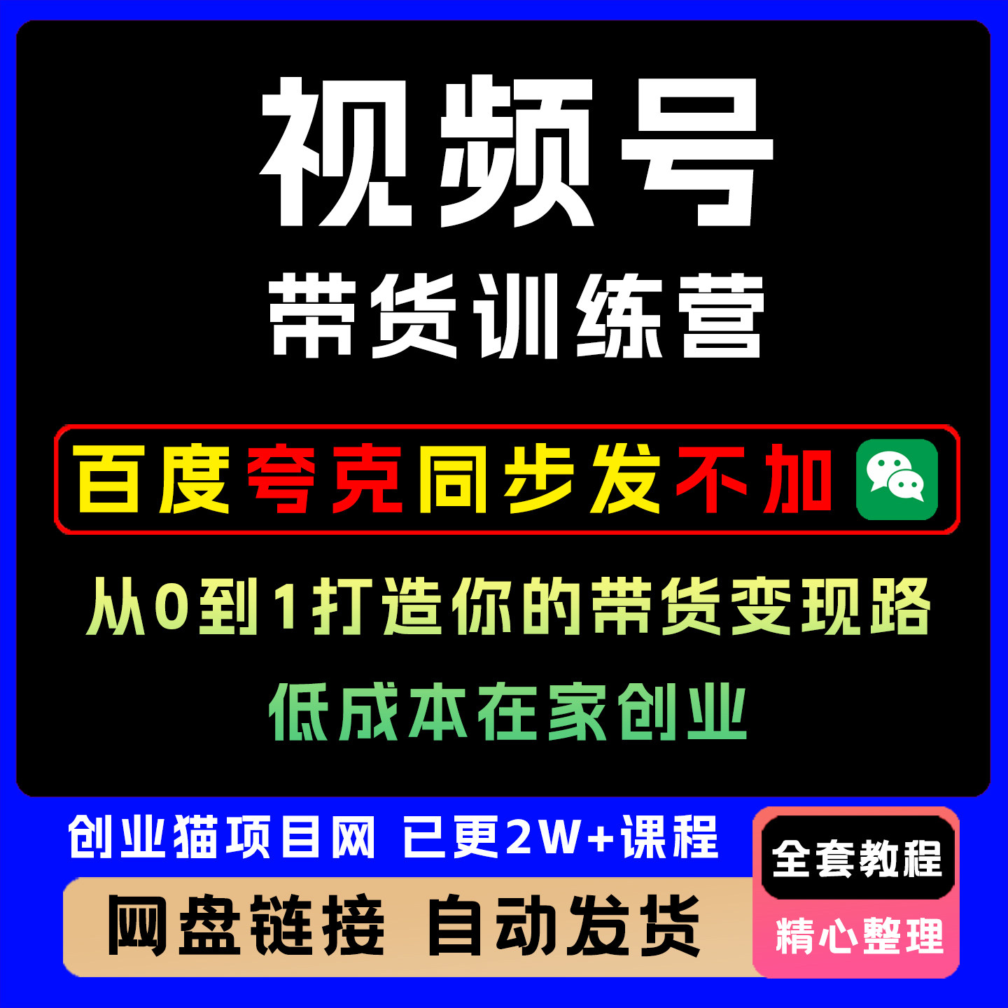 视频号带货训练营,从0到1打造你的带货变现路,低成本在家创业