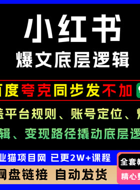 xhs爆文底层逻辑，盖平台规则、账号定位、爆文逻辑、变现路径