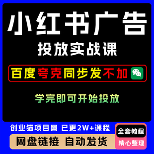 2025小红书广告投放从0到1的实战课 学完即可开始投放 拒绝消耗