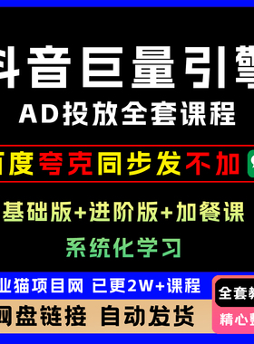 2025年抖音巨量AD投放入门到精通课精讲全套视频教程基础进阶实操